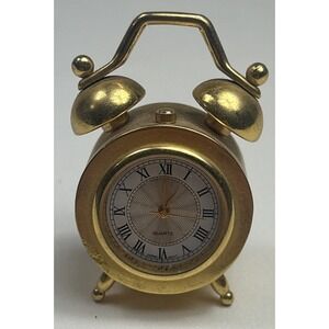Vintage Brass Quartz Miniature Clock Japan Most‎ NEEDS BATTERY
